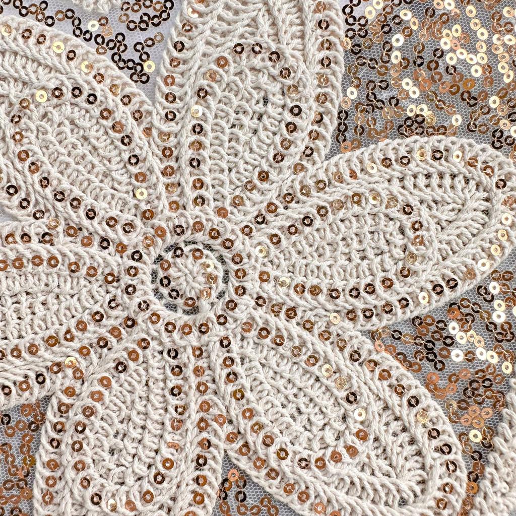 Champagne Apricot Heart Mesh Sequined Lace Lace Cloth Sticker Clothing Sweater Top Decorative Cloth Sticker Accessories