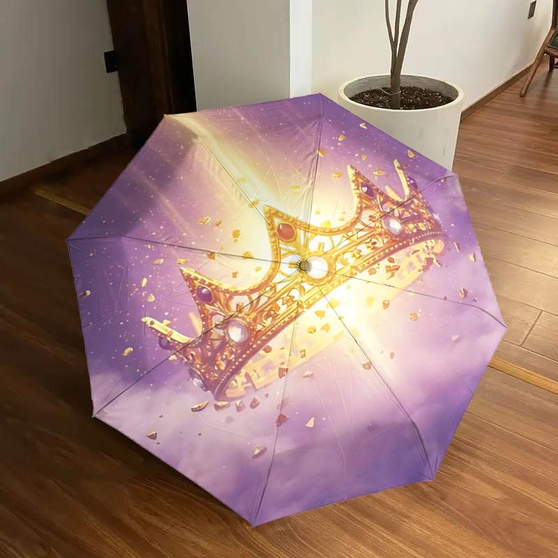 Golden Crown Automatic Opening Folding Umbrella - 8 Bone Iron Frame, Suitable for Fans, Travel, Daily Use, Ideal Gift for Festivals1125223a