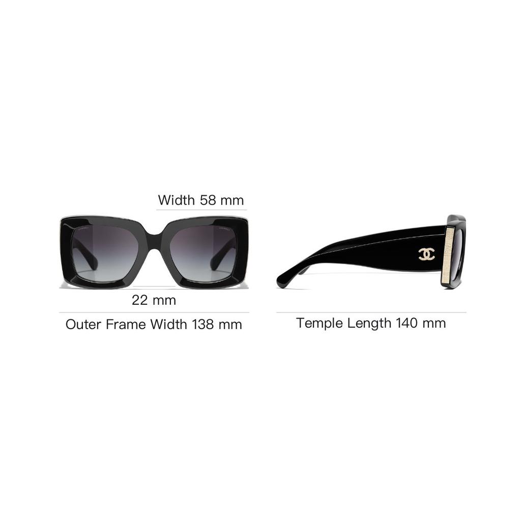 Chanel Quadratische Sonnenbrille Mit Logo-Muster Unisex-Sonnenbrille Schwarz Gold CH5435-C622/S6