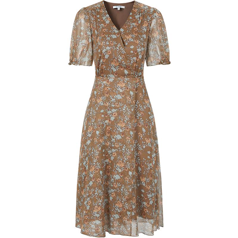 JUZI Annakou Botanical Print Chiffon Wrap Dress 3XL