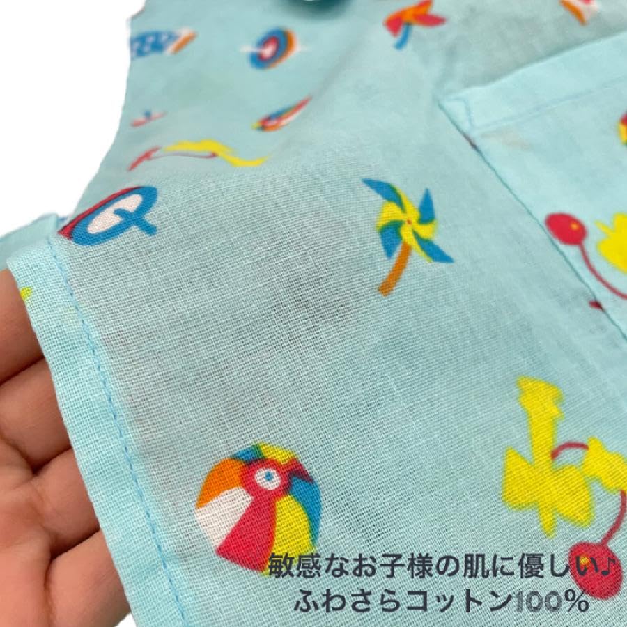 Vyrobeno v Loungewear pro chlapce a dětské Jinbei s kaméliovým vzorem, Japonsko, 100% bavlna, 100 cm, Dětské dívčí,