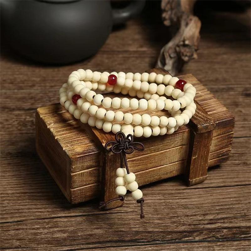 Natural Sandalwood Bracelet Buddhist Buddha Meditation Wood Beaded Bracelet Men Women Prayer 108 Beads Rosary Hanging Decoration