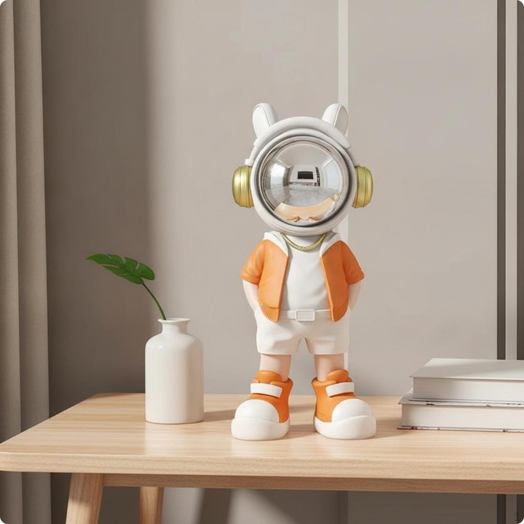 Dekorace astronauta s helmou, pryskyřičná soška, stolní figurka pro sběratele, do kanceláře,