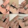 Fashion Y2k Accessories Open Ring Star Zircon Crystal Rings for Women Girls Double Layer Aesthetic Grunge Jewely Set