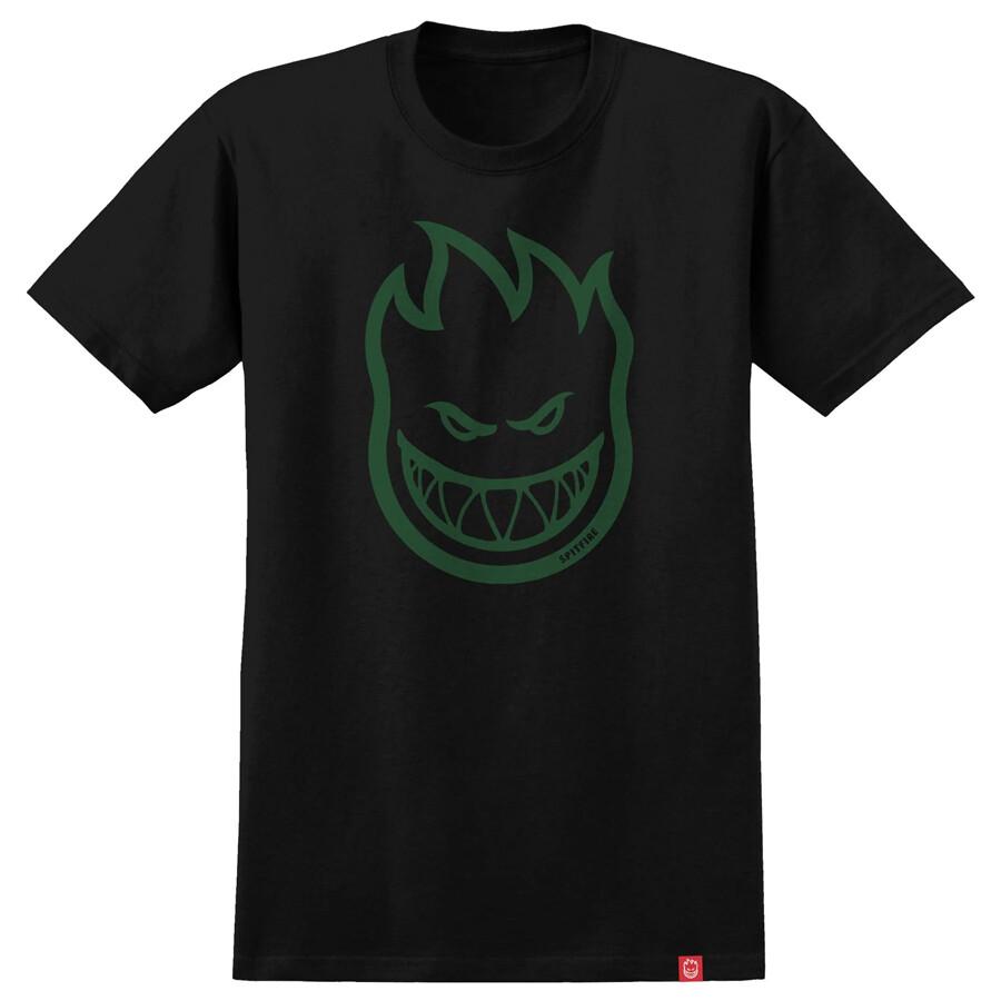Spitfire Wheels BIGHEAD LOGO Skateboard T Shirt BLACK/GREEN Unisex T-Shirt S