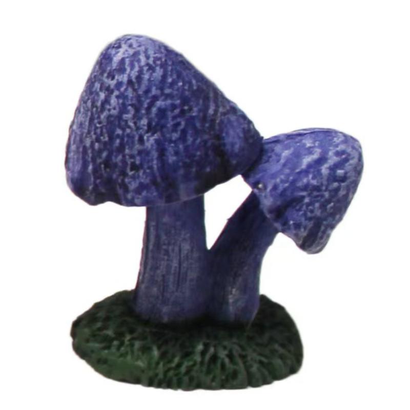 Micro Landscape Mushroom Resin Fungi Model With Faux Plants Decor Gifts Toy