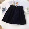 High Waist Women Corduroy Shorts Stripe Loose Streetwear Ins Wide Leg Short Pants  Beachwear