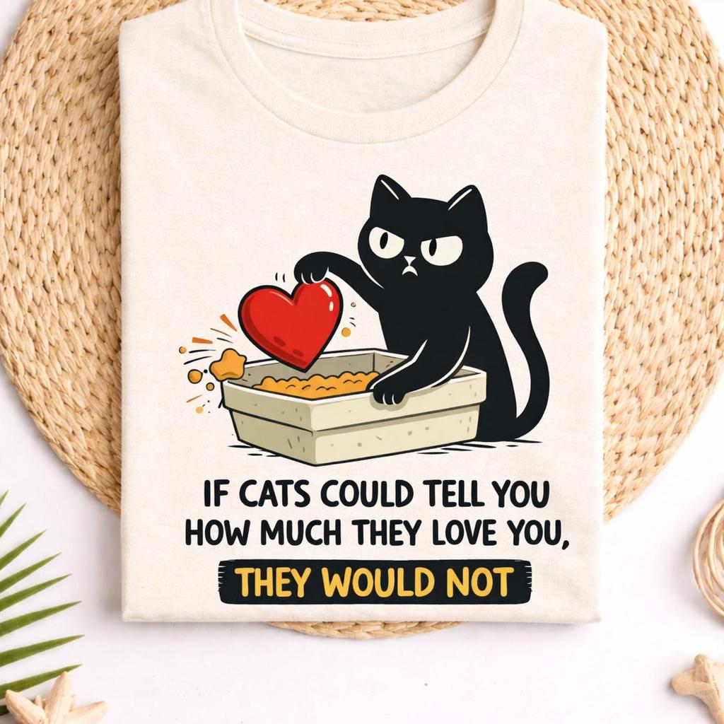 Funny Black Cat Shirt If Cats Could Tell You How Much They Love You They Would Not Tee, Sarcastic Cat Owner Gift, Pet Humor Graphic