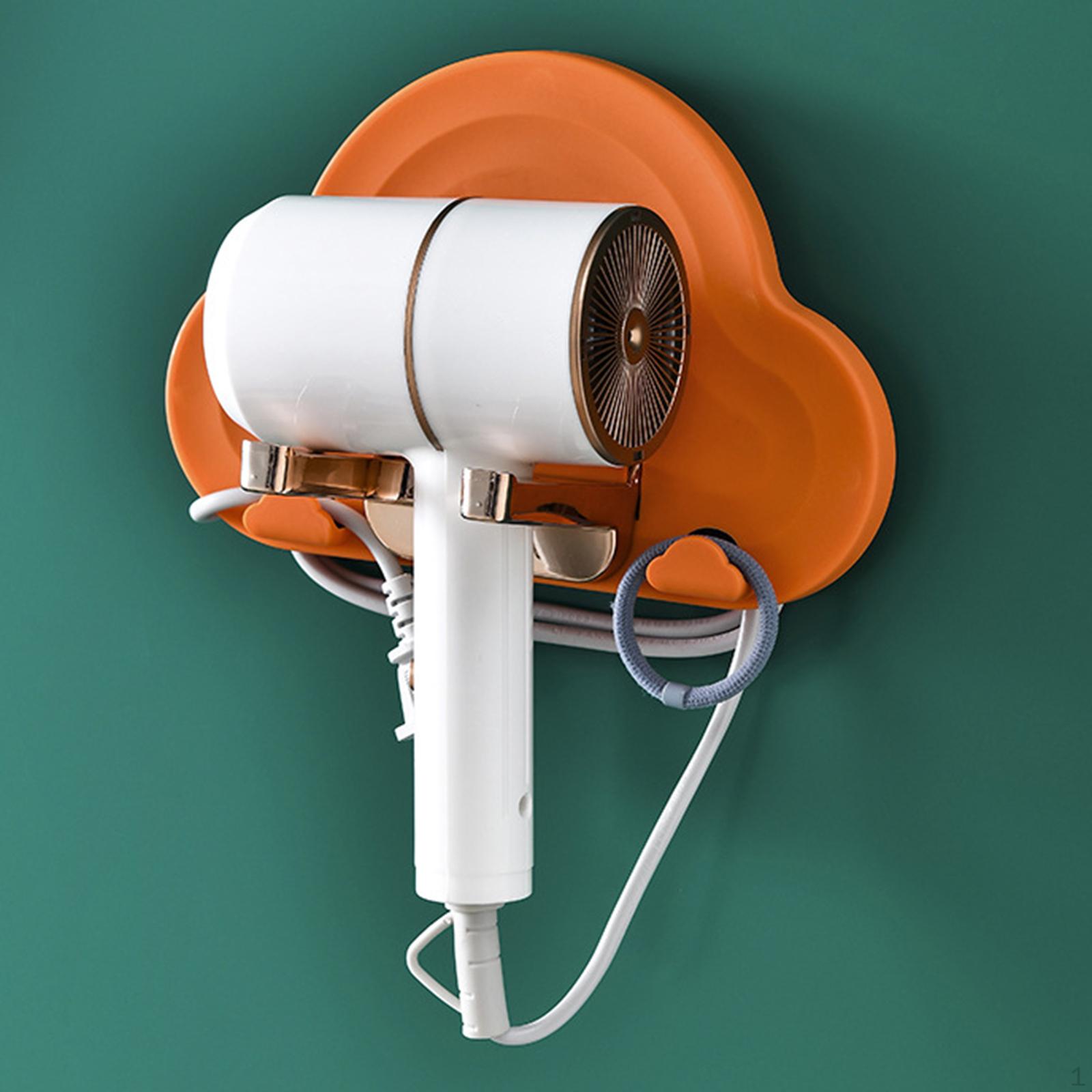 

1pc Wall Mount Hair Dryer Holder Self Support Punch- Collapsible Bracket Stand Organizer with Hook помаранчевий