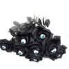 Horror Flower Rose Artificial Flower With Eyeball Halloween Supplies 35cm Black Fake Flower Cosplay Costume Accessories