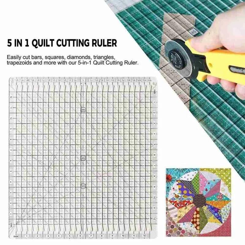Sewing Supplies Sewing Ruler Template DIY Craft T-Shirts Ruler Patchwork 5-In-1 Quilt Cutting Ruler