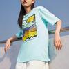 Li-Ning Sports Life Cartoon Print Round Neck Short Sleeve Drop Shoulder T-Shirt Unisex Tops Blue AHST543-3