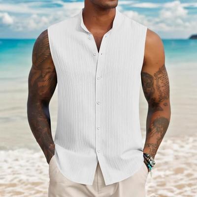 Men's Sleeveless Shirts Summer Beach Fashion Casual Shirts