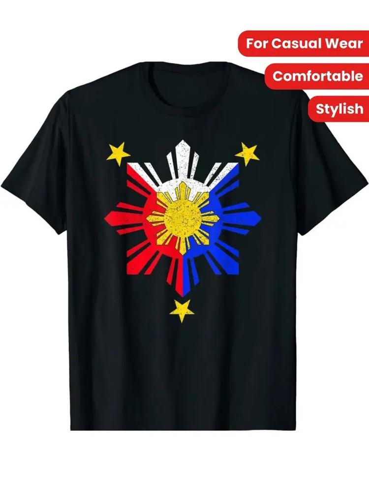 

Philippine Flag-Inspired Cotton Tee - Comfortable and Stylish, Perfect for Casual S