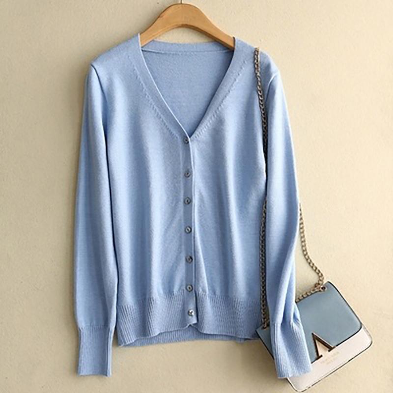 Damen Strickjacken Herbst Winter Einreihig V-Ausschnitt Gestrickter Pullover Frühlingsmode Kurze Strickwaren Einfarbige Strickjacke Pullover