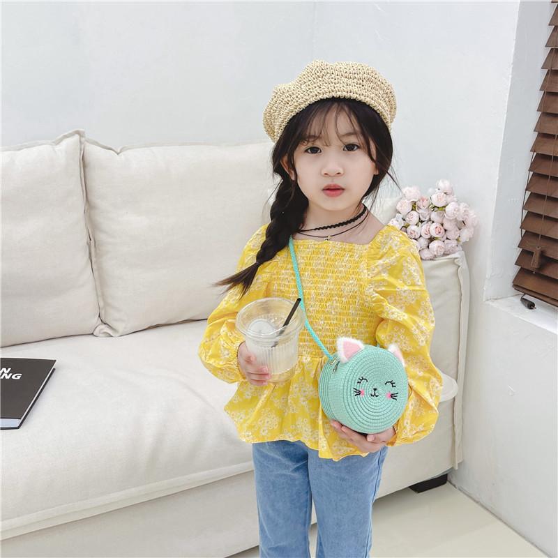 Adorable Mini Sac Tissé Chat Pour Filles Accessoire Élégant Pour Tout-Petits Couleurs Vives