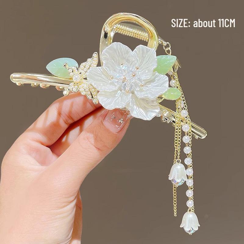 

Элегантная заколка-бант из черного сатина со стразами - Женский аксессуар-краб