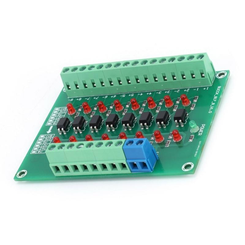 Optical Isolation Module Limit Switching Frequency 20KHZ 12V To 3.3V 8 Channel Optocoupler PLC Signal Converter Board