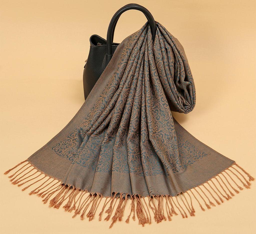 Autumn Winter New Luxury Cashmere Pashmina Shawl For Women Soft Warm Scarf Jacquard Tassel Printed Stole Wrap Elegant