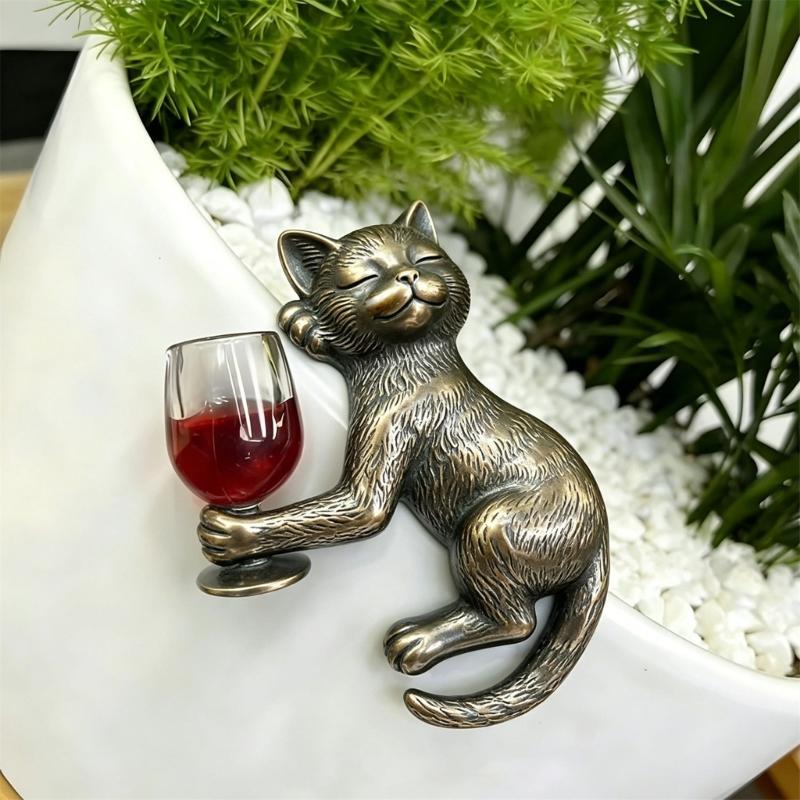 Handcrafted Drunk Cats Figurine Small Shelf Decorative Item Suitable for Work Environment and Home Space