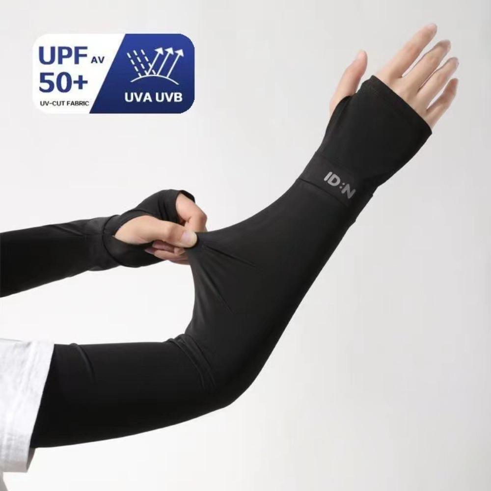 Solid Color Sunscreen Sleeves Ice Silk Ice Silk Gloves New Long Mittens  Summer