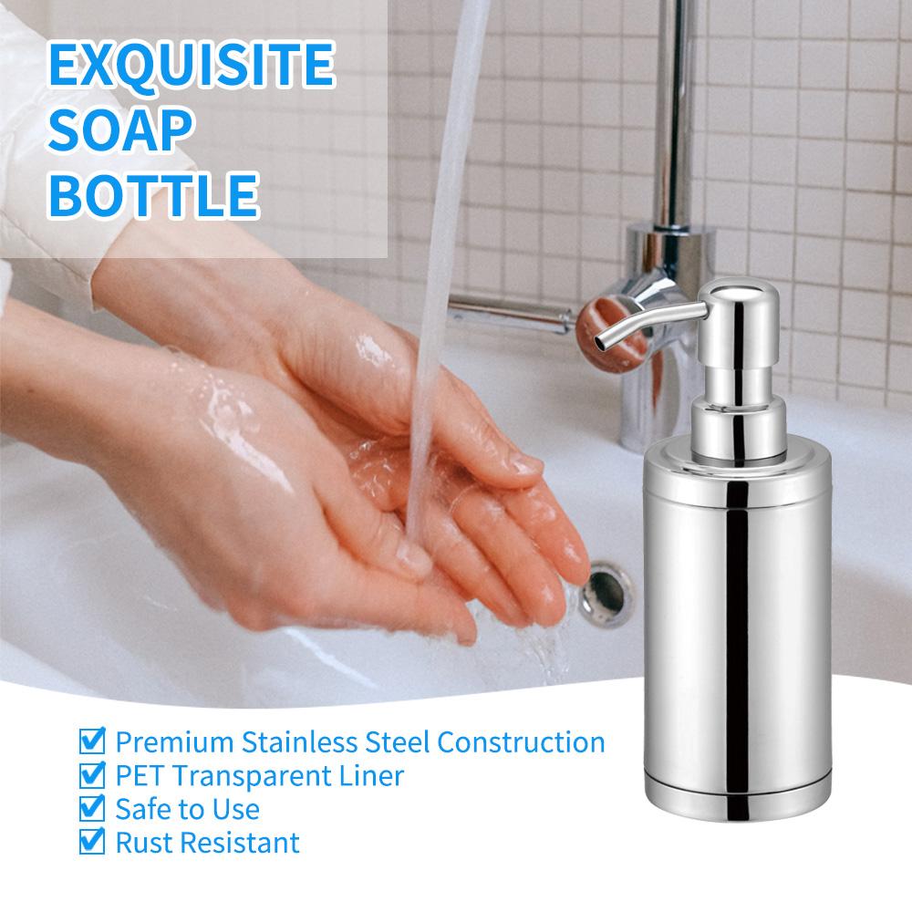 Kitchen 300ml Liquid Soap Dispenser Bottle Metal Liquid Dish Soap Lotion Pump Dispenser With Stainless Steel Lotion Pump