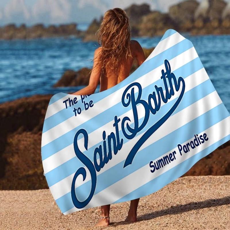 Blauw Witte Gestreepte Saint Barth Strandlaken Lichtgewicht Sneldrogend Microvezel Reis Zwem Bad Handdoek