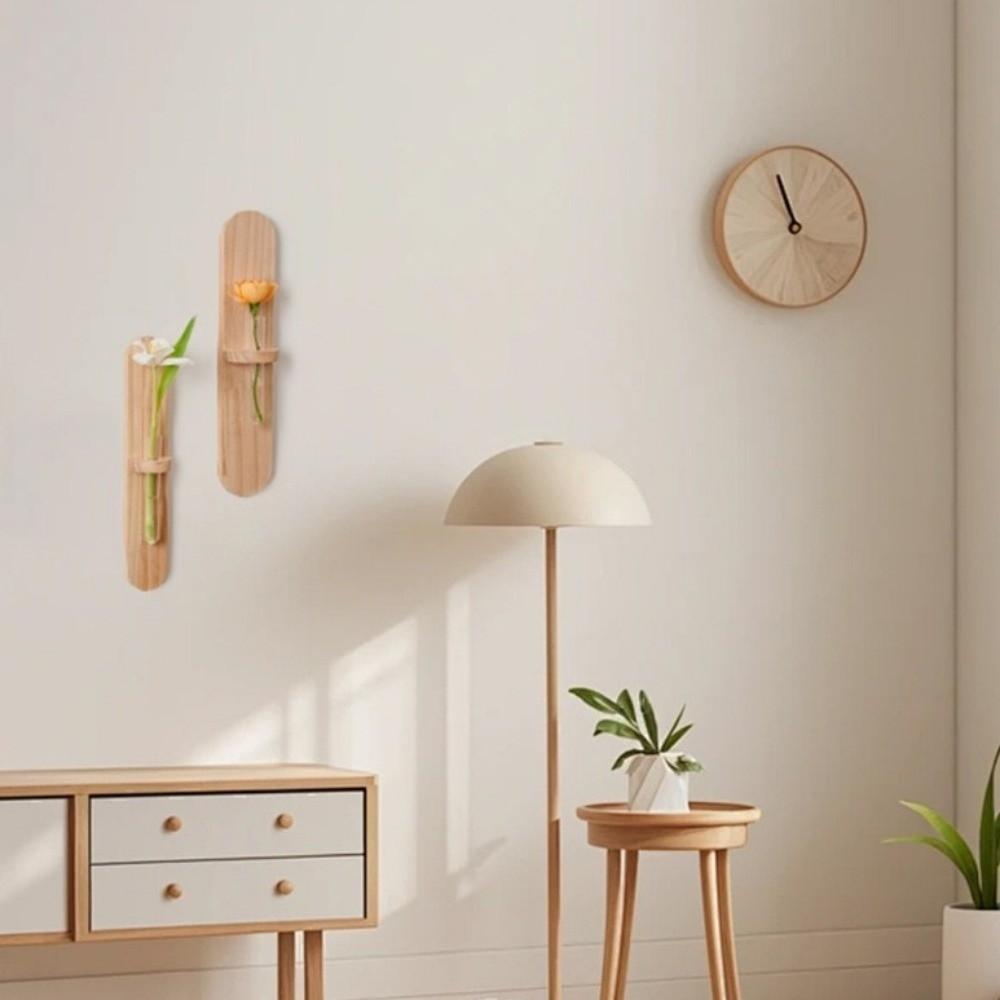 Wooden Wall Mounted Planter Home Ornaments Creative Design Hydroponic Plant Shelf Minimalist Style Vase Water Plant Tube Stand