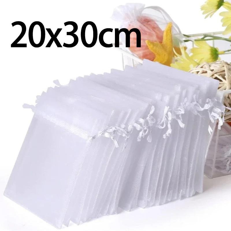 100PCS Organza Bags Random Mesh Organza Jewelry Bags Drawstring, Small Drawstring Favor Pouches Christmas Candy Wedding Birthday