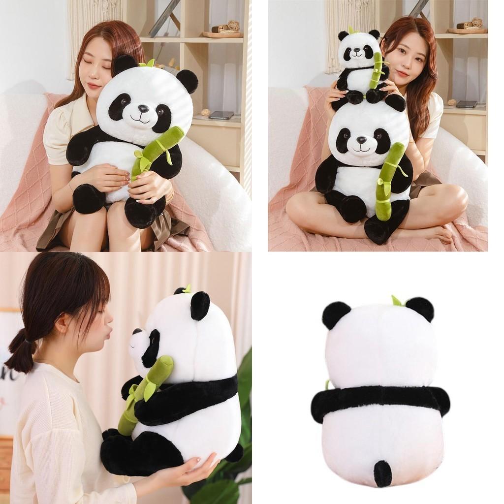 Cute And Cuddly Sitting Panda Plush Toy With Bamboo Perfect For Kids And Animal Lovers