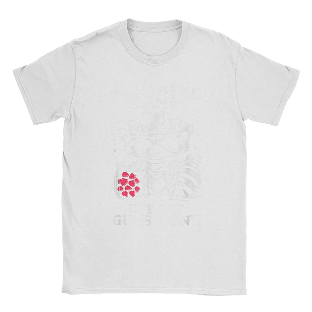 Strawberry Jams But My Don't Funny Raccoon Men T Shirt Funny Tee Shirt Short Sleeve Round Neck T-Shirt Cotton Summer Clothes