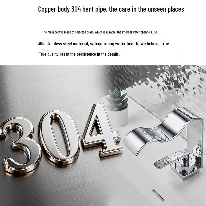 Copper 304 Waterfall Faucet for Bathroom Sink (Hot/Cold) - Luxury Design