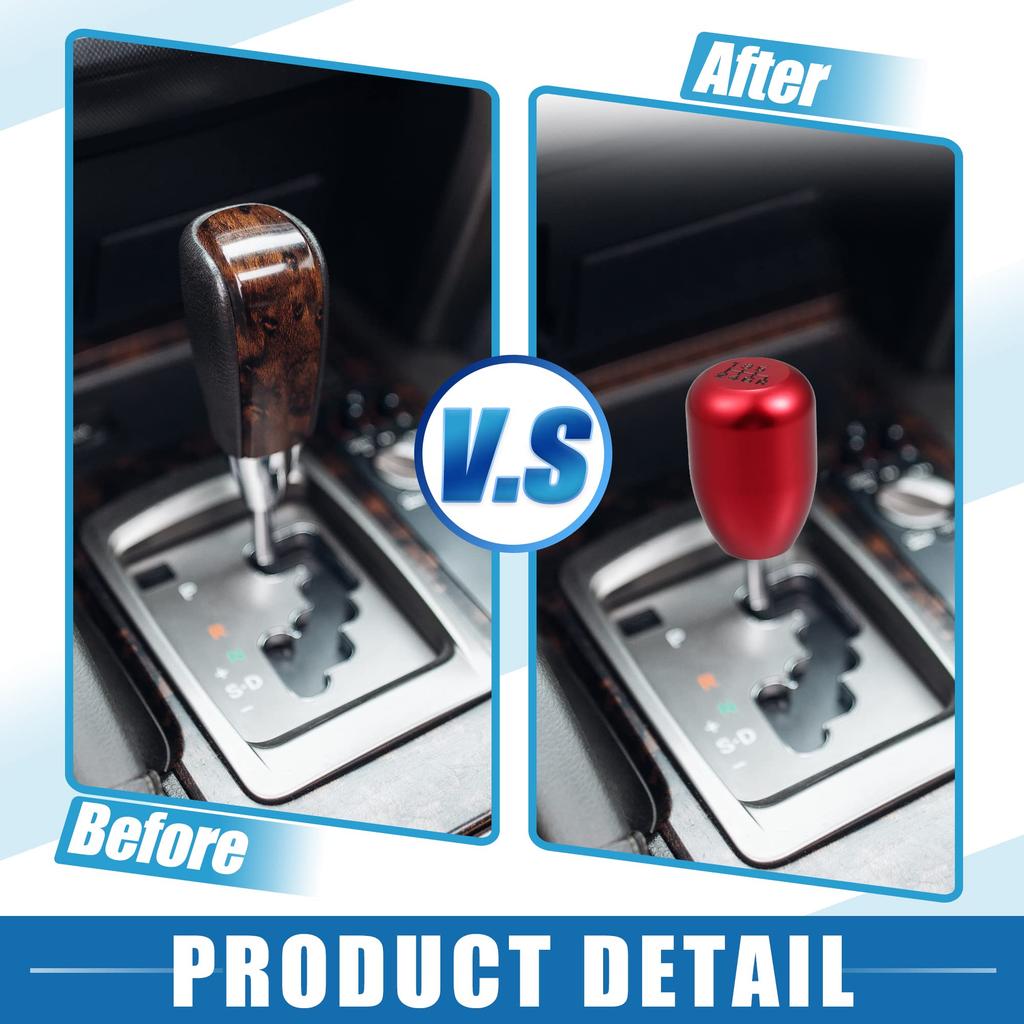 A ABSOPRO Car Gear Shift Knob Stick Shifter Handle Car Shift Knob 6 Speed Universal Red