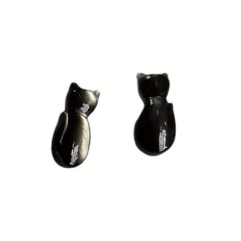 2PCS Shell Pearl Carved Cat Earrings Ear stud Pendant Bracelet Diy Handmade Shell Flower Material Jewelry