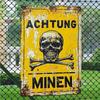 Mfoever Tin Sign Vintage Area  Warning Restricted Area Metal Tin Sign Retro No Trespassing Wall Art Decor for Man Cave Garage Bar Rustic Iron P
