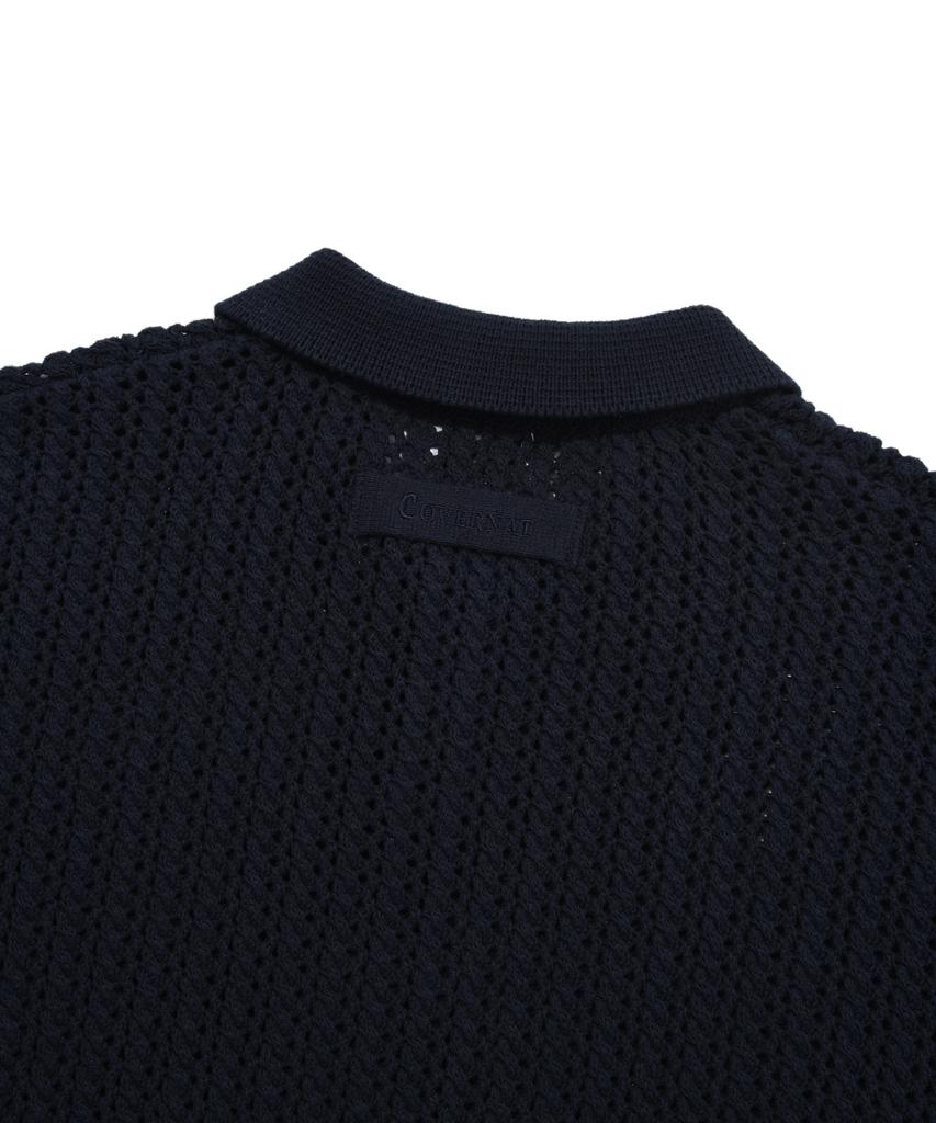 COVERNAT Authentic Crochet Collar Knit Navy