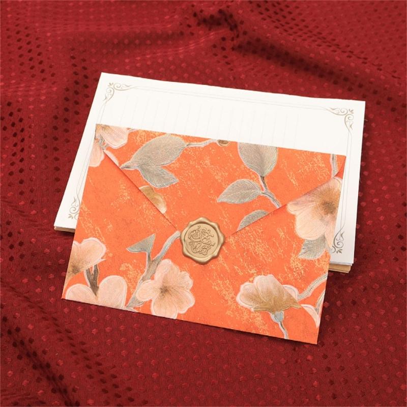 20Pcs Antique Floral Pattern Envelopes 6.46x4.4Inch Folding Envelopes For Wedding Invitation Valentines Card And Mailing