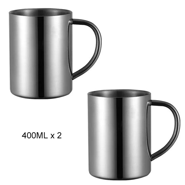 304 Stainless Steel Double Walled Mugs, Metal Coffee & Tea Cup Mug - Insulated Cups with Handles