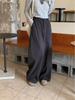 High-Waisted Petite Wool Blend Polka Dot Wide-Leg Pants - Dark Gray, Slimming, Versatile, Relaxed Feel.