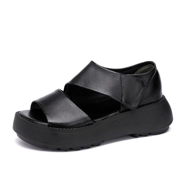 

Ретро маффин сумка на толстой подошве и сандалии женские летние легкие на мягкой подошве маленькие туфли 36 чёрный