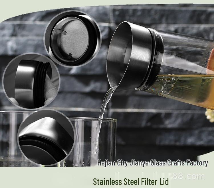 Large Capacity Glass Water Jug with Stainless Steel Lid