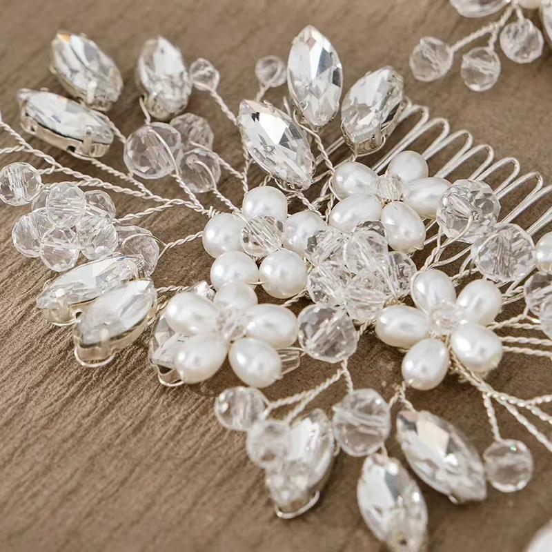 3pcs Luxurious Crystal Hair Accessories Hair Clip Set Sweet Bride Accessories Daily Versatile Women Fashion Hair Clip Hair Grab