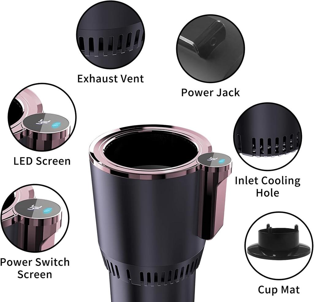 Portabicchieri per Auto Raffreddatore & Riscaldatore con Display Digitale, Porta Bevande Universale 12V Riscaldato/Raffreddato per Caffè