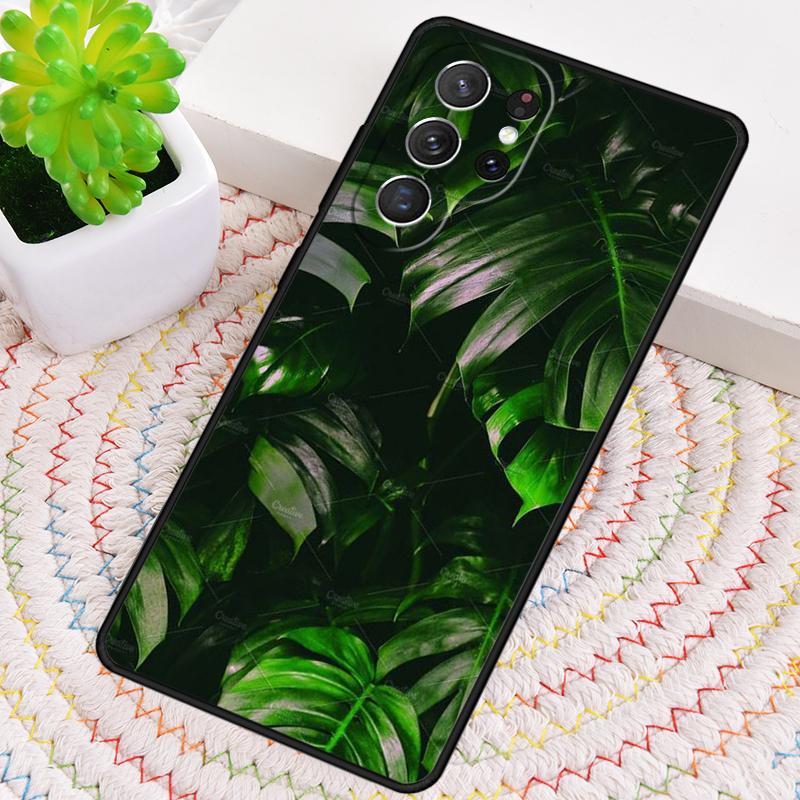 Green Tropical Leaves Leaf Silicone Phone Case For Samsung Galaxy note 10 pro S26 S25 S24 S23 S22 S21 Plus S25Ultra Capa Cover