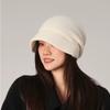 Autumn and Winter Bucket Hat Women's Cap Bag Head Show Face Small Warm Casual Versatile Knitted Wool Stacking Hat