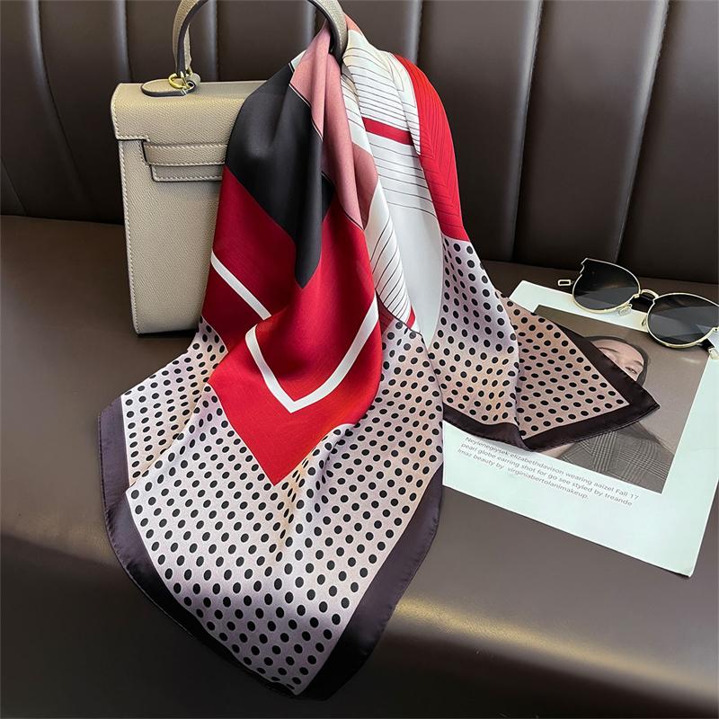 Luxury Yellow Lemon Print Square Silk Scarf For Women 70*70Cm Neck Ties Fashion Decorate Neckerchief Female Hijab Bag Ribbions