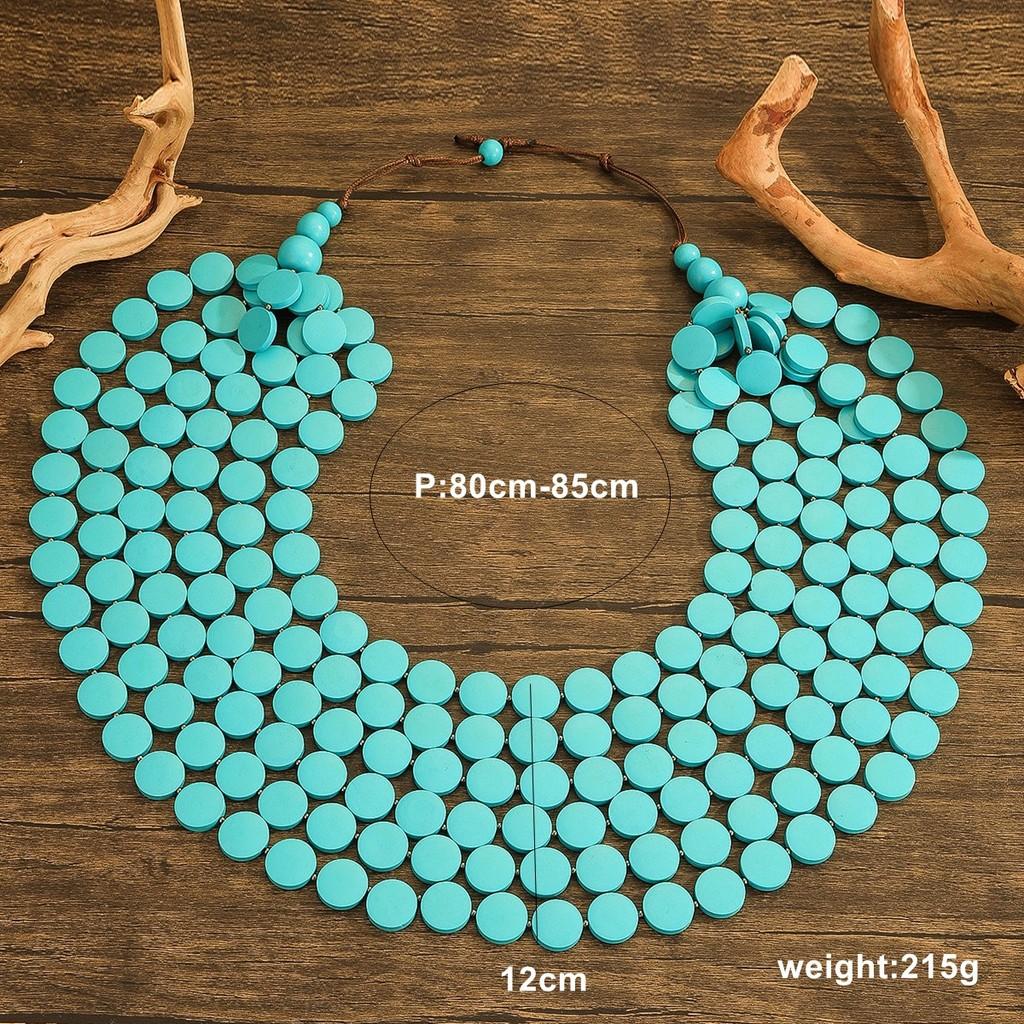 Geometrische mehrlagige Halskette mit Holzperlen für Damen Party-Accessoire