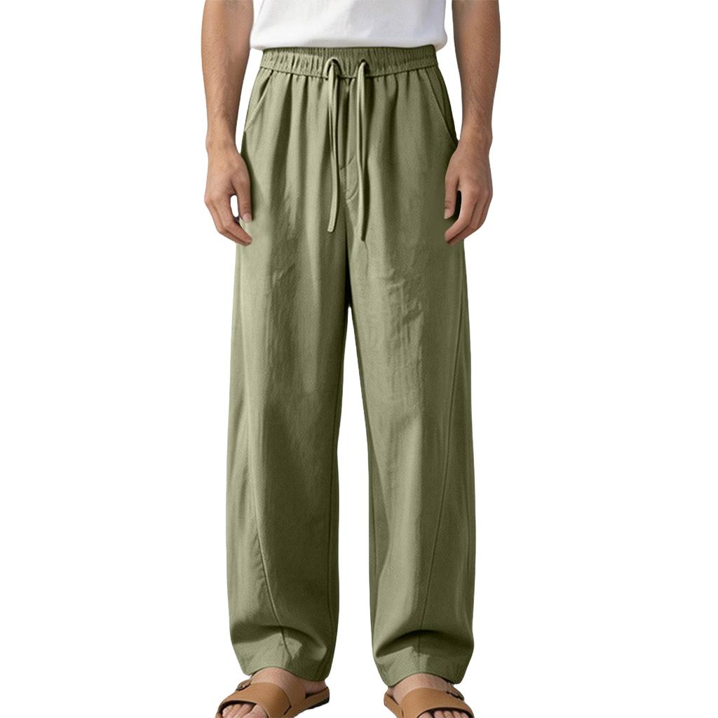 Men's Casual Wide Leg Pants, Loose Fit, Straight Leg, Color