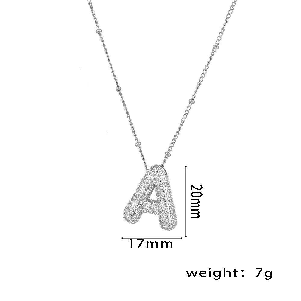18K Gold-Plated Copper Necklace with Micro-Inlaid Zirconia & 26 Letter Pendant - Classic and Versatile European-American Jewelry