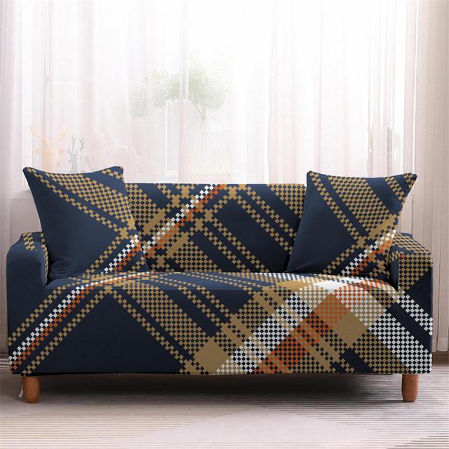 Striped Plaid Printed Couch Cover Sofa Cover For Living Room Elastic L -Shape Anti -Fouling Slipcovers Pets Chaselong Protector